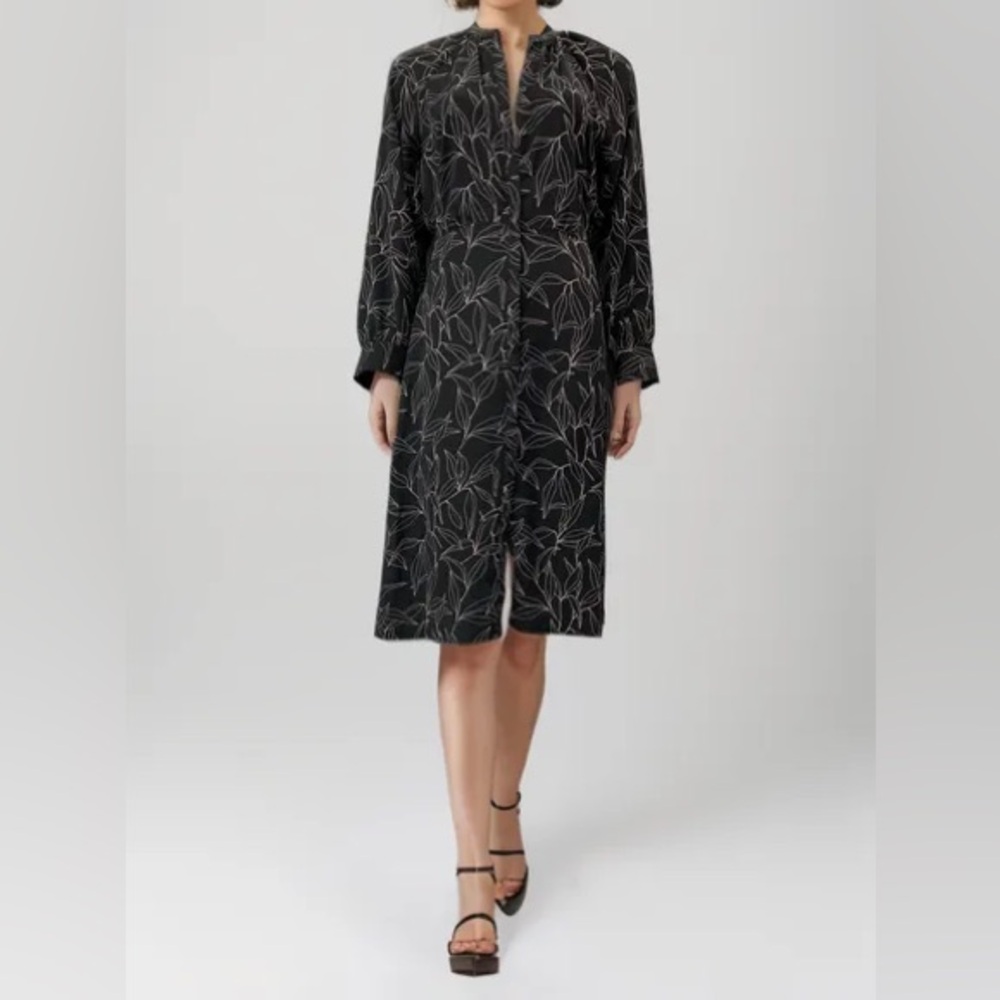 A New Day black white floral Midi Shirtdress